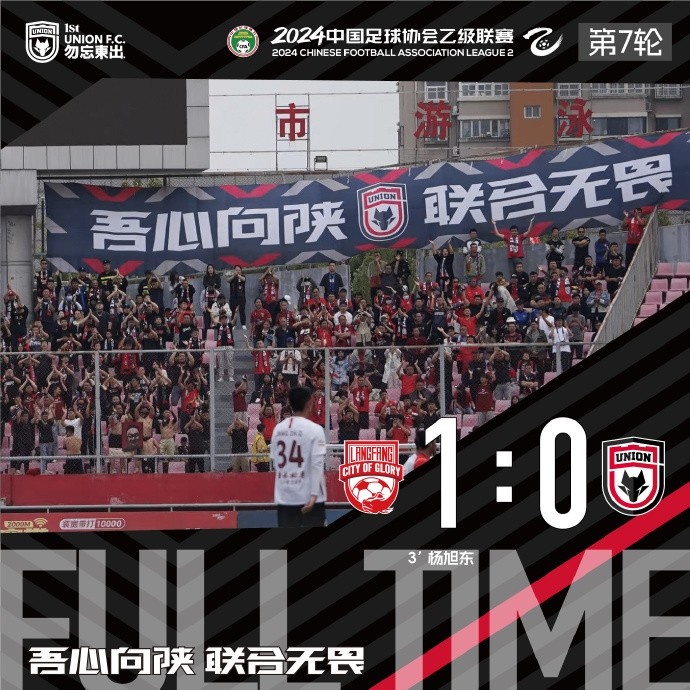 FULL TIME 廊坊荣耀之城1:0陕西联合 赛季首败 好好总结